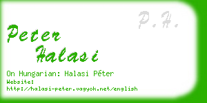 peter halasi business card