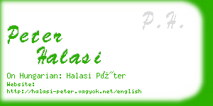 peter halasi business card